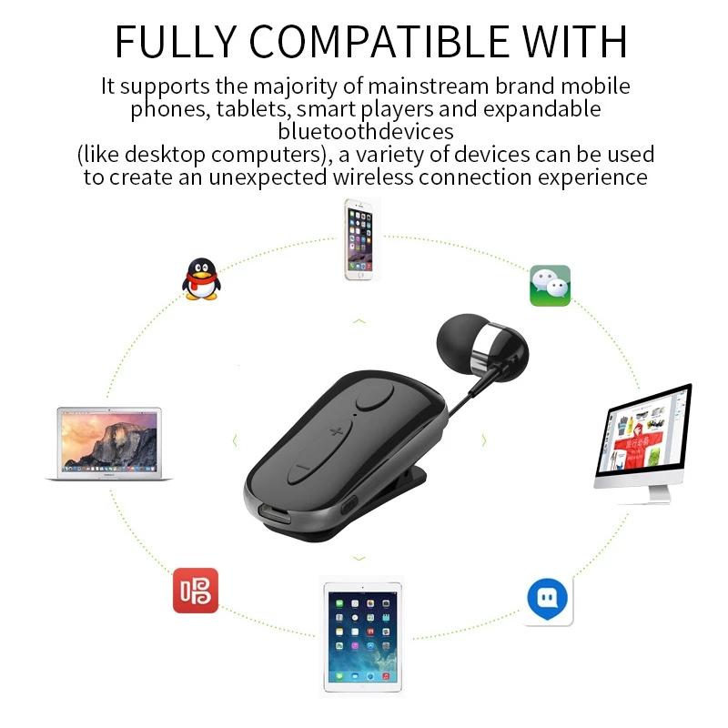 Wireless Bluetooth Earphone with Vibration Reminder and Clip - Black