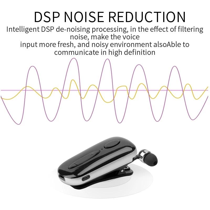 Wireless Bluetooth Earphone with Vibration Reminder and Clip - Black