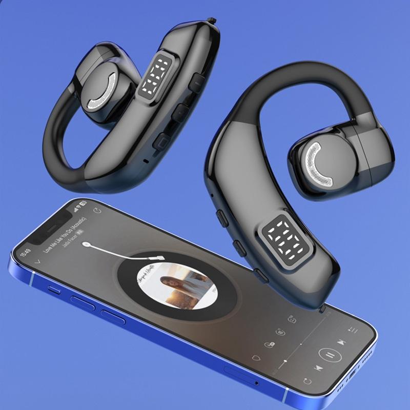 Wireless Earbuds with Digital Display and Stereo Sound - Black