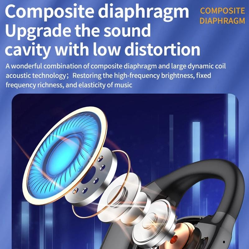 Wireless Earbuds with Digital Display and Stereo Sound - Black