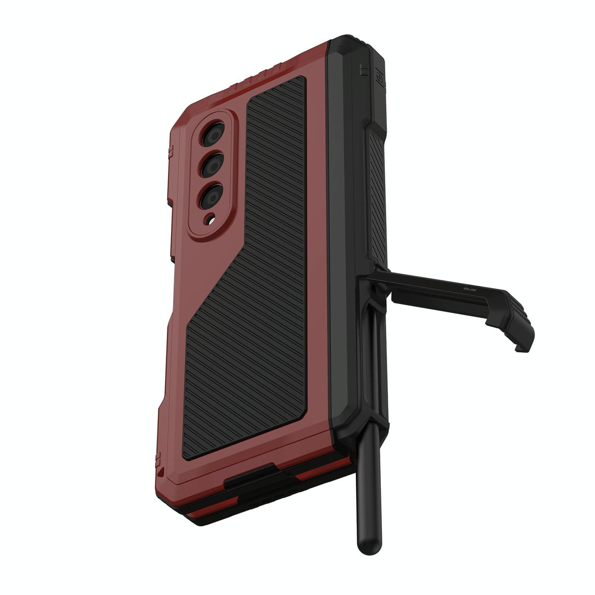 For Samsung Galaxy Z Fold4 5G Waterproof Metal Phone Case With Folding Holder - Black