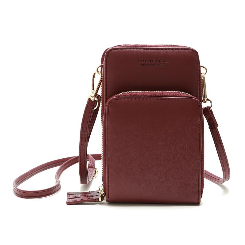 Women Pu Mobile Phone Shoulder Bag Large Capacity - Red