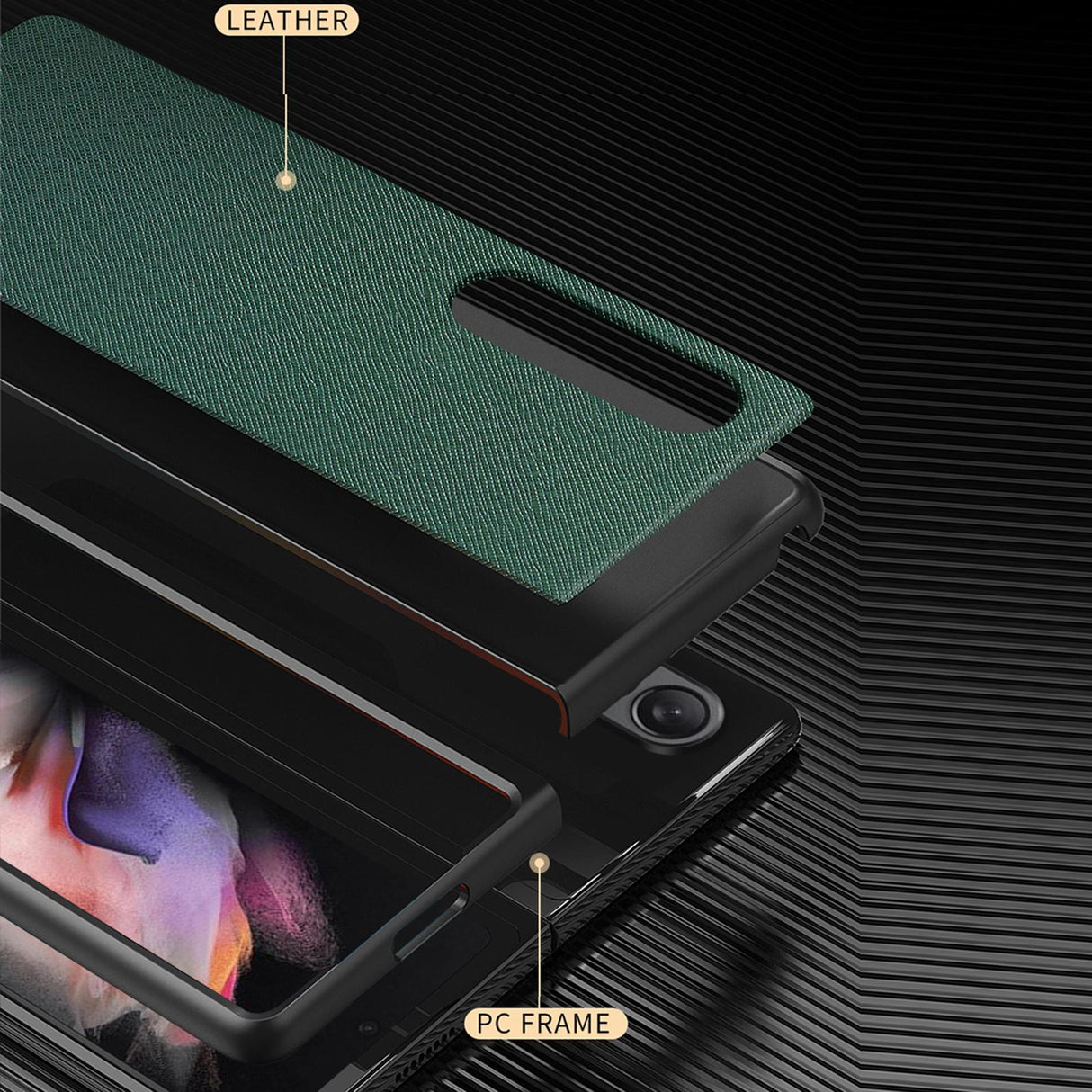 For Samsung Galaxy Z Fold4 5G Foldable Cross Pattern Phone Case - Foldable Design - Green