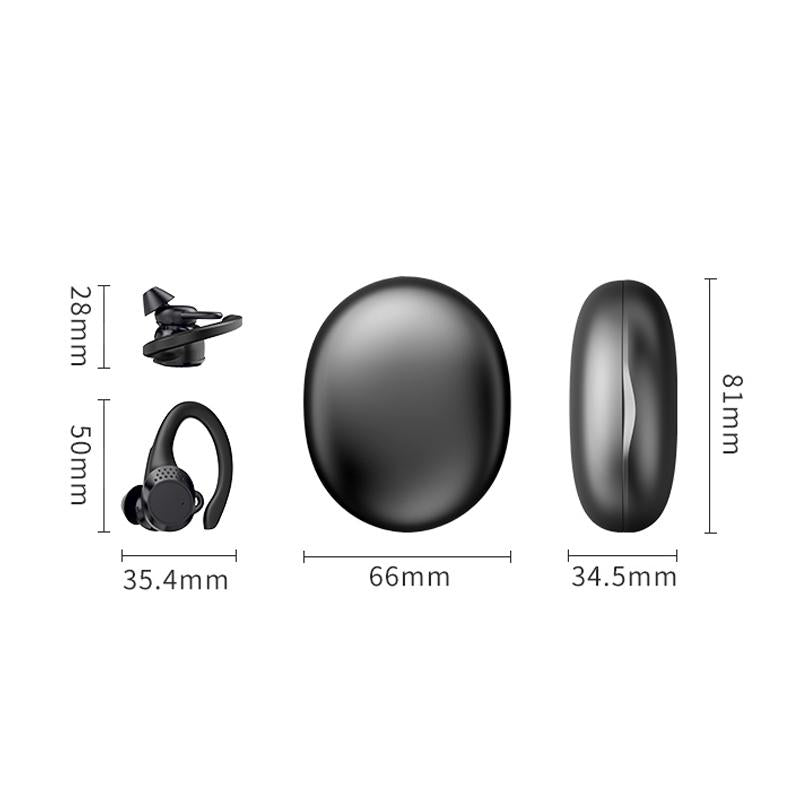 Digital Display Bluetooth Headset with Noise Reduction and Charging Bin - Black