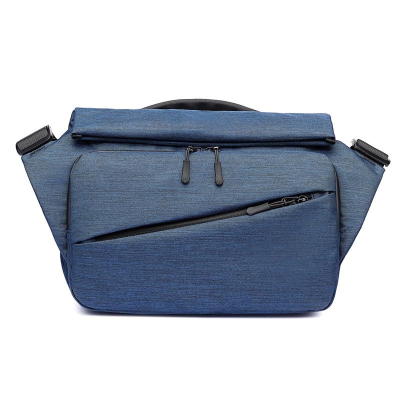 Waterproof Men Messenger Bag With Usb Charging Port Multifunctional Design - Dark Blue