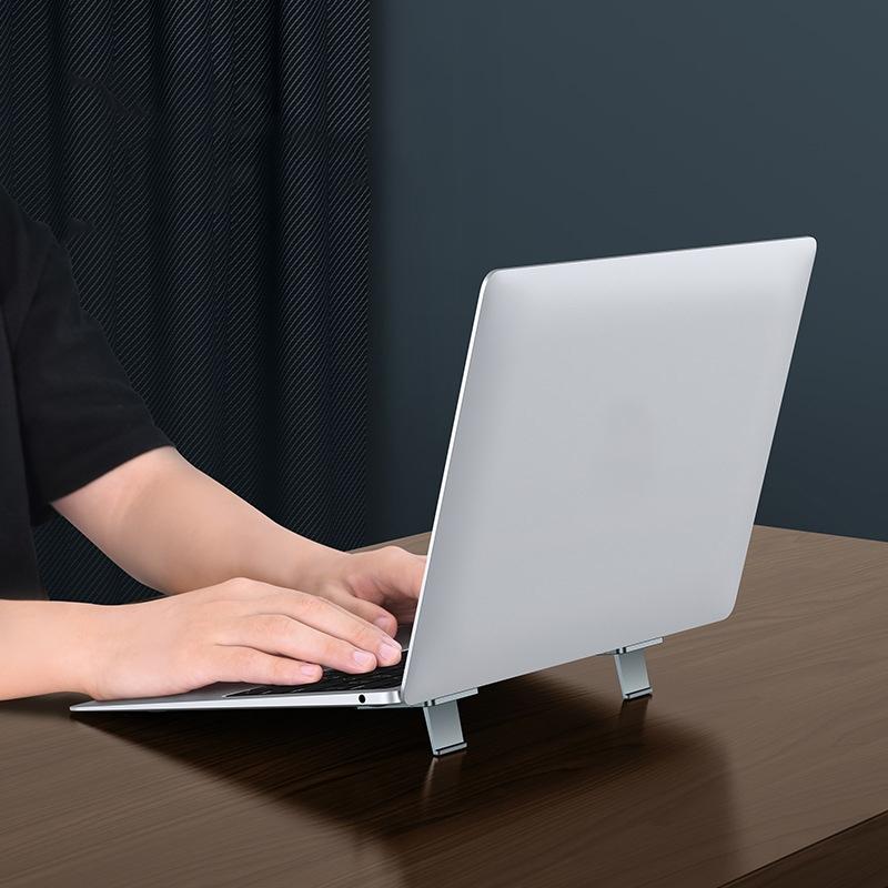 Desktop Folding Notebook Stand with Invisible Height Increase and Storage - Gray