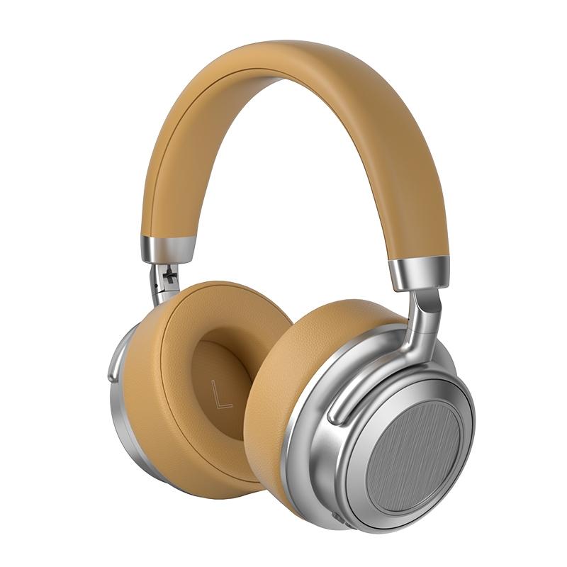 Retro Wireless Bluetooth Headset - Metal Head-mounted - Silver Brown