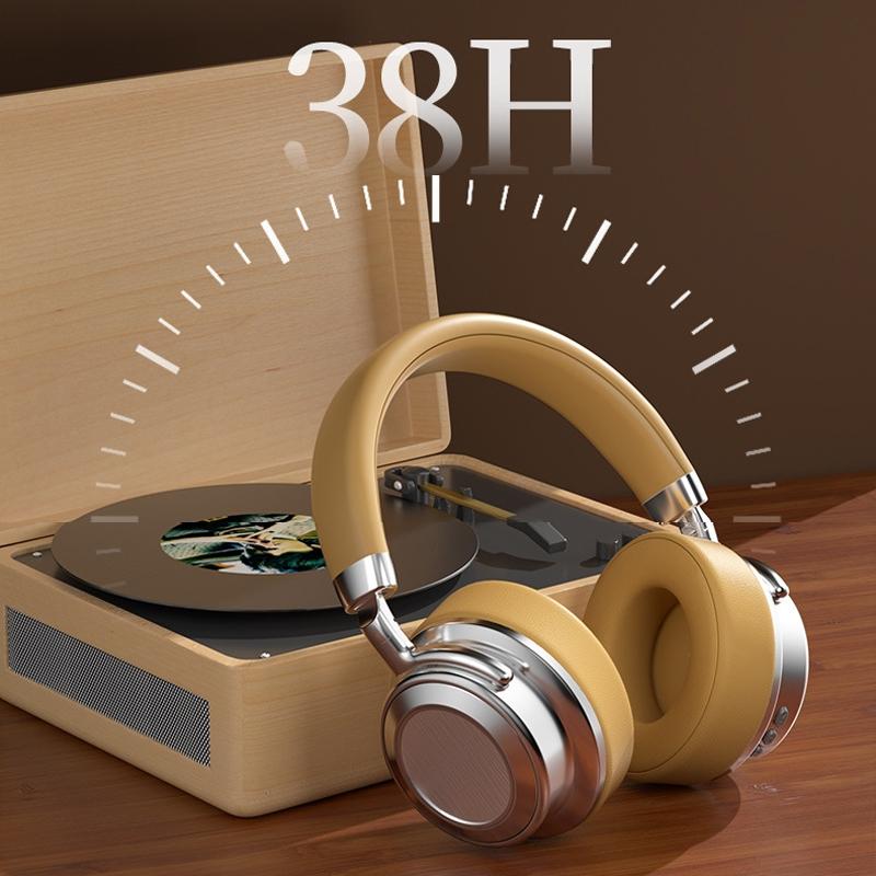 Retro Wireless Bluetooth Headset - Metal Head-mounted - Silver Brown