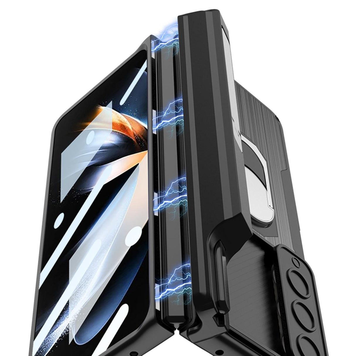 For Samsung Galaxy Z Fold4 5G Magnetic Armor Phone Case - Full Coverage - Carbon Fibre