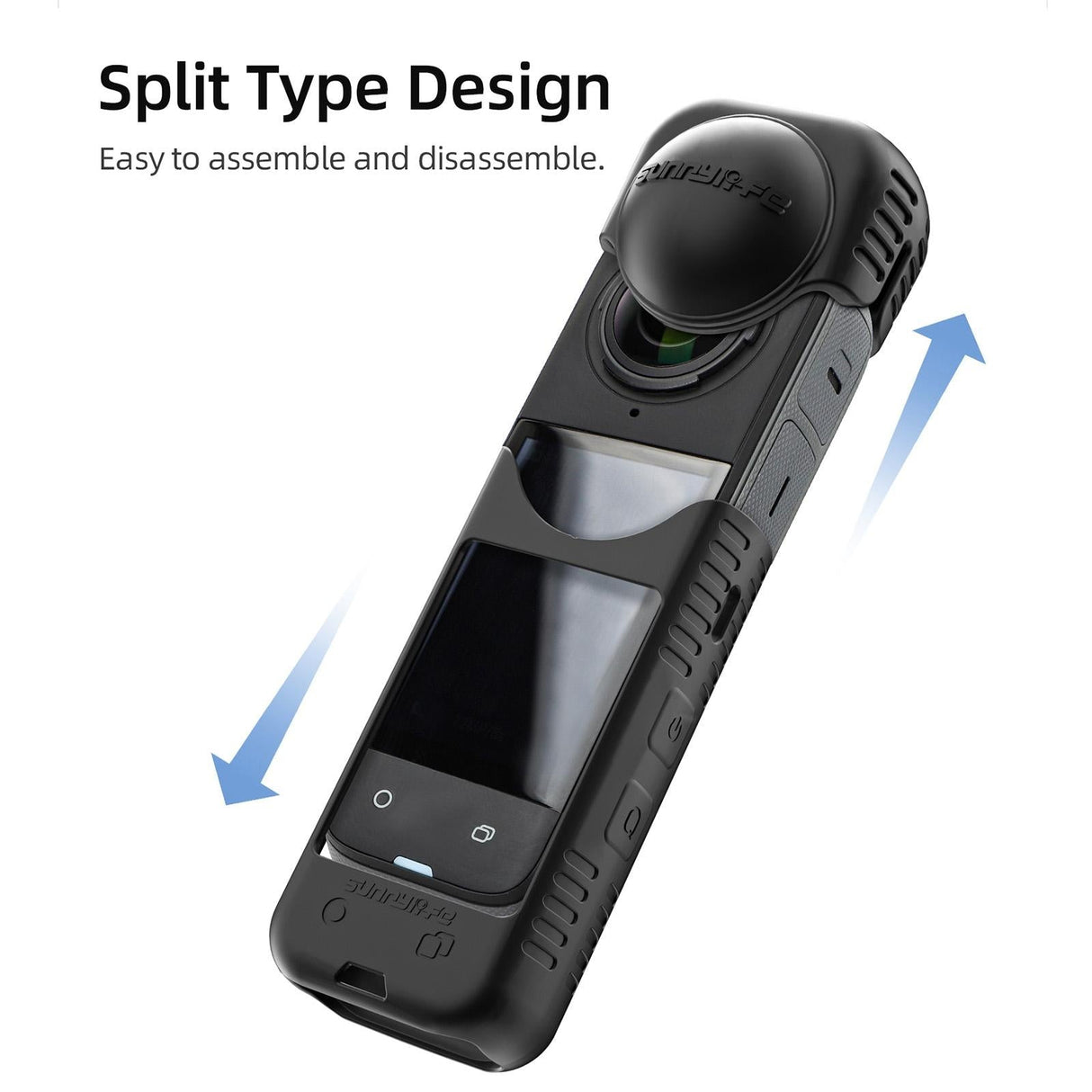 Silicone Shockproof Case and Lens Cover for Insta360 X4 by Sunnylife - Black - Lens Cover