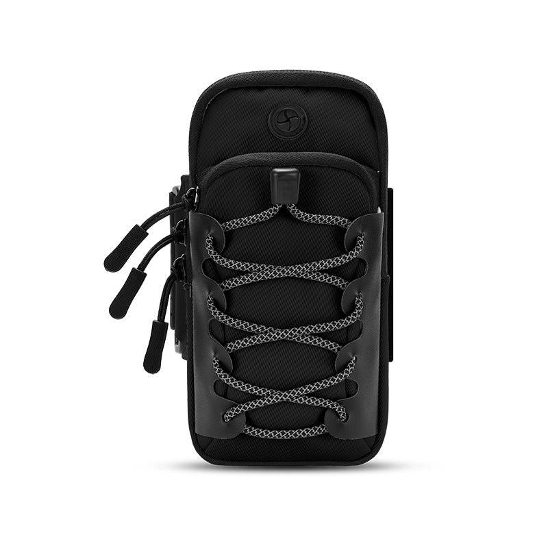 Reflective Cell Phone Arm Bag For Outdoor Fitness - Black