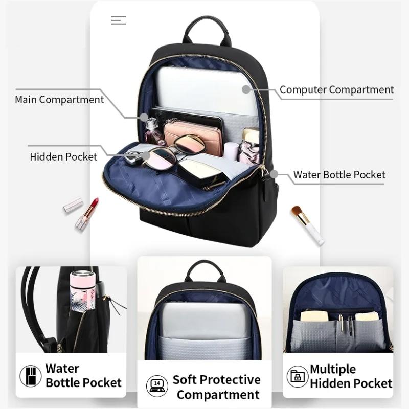 Waterproof 14-inch Laptop Backpack - Lightweight and Casual - Black