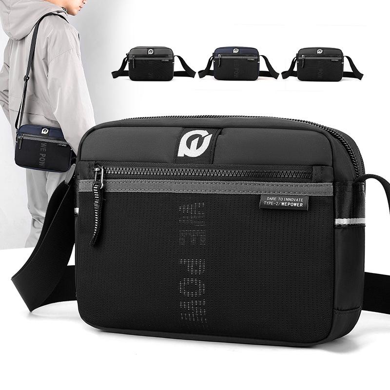 Men Nylon Crossbody Satchel For Outdoor Use - Black