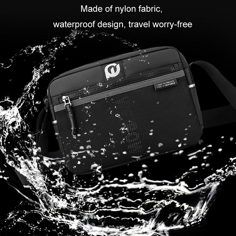 Men Nylon Crossbody Satchel For Outdoor Use - Black