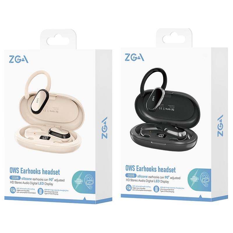 Wireless Bluetooth Earphones with Led Display - Zga Gs08 - Black