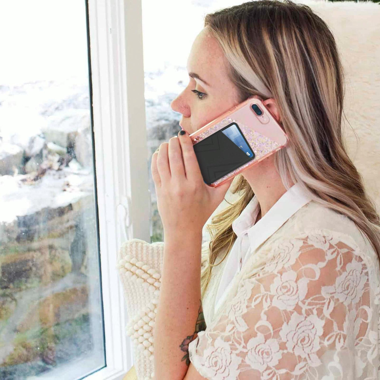 Silicone Adhesive Card Case Black - Blue