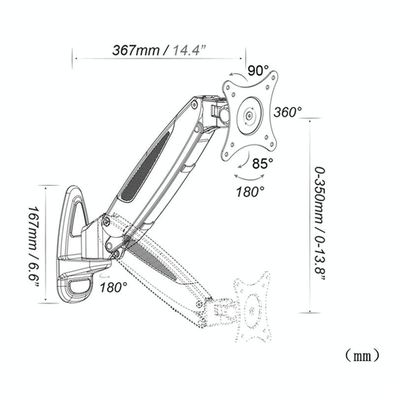 Telescopic Wall-mounted Monitor Stand - Factory Colour