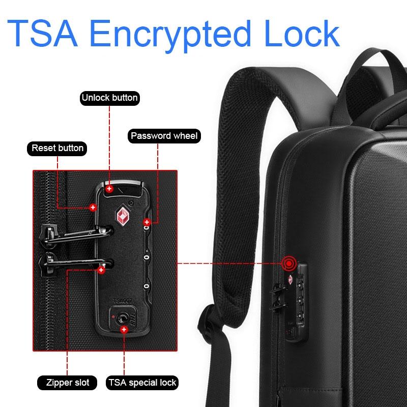 Expandable Usb Laptop Backpack for Business Travel - Black