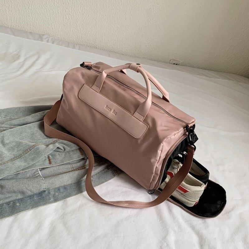 Large Sports Bag with Separate Shoe Compartment - Pink