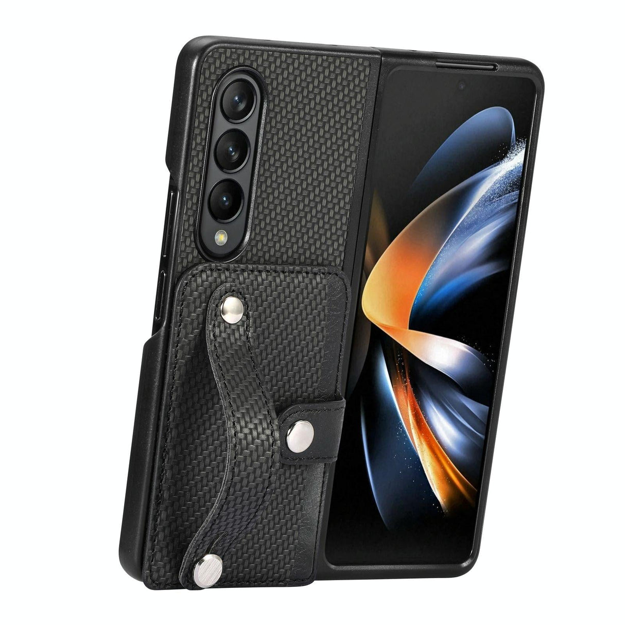 For Samsung Galaxy Z Fold4 5G Wristband Phone Case - Black
