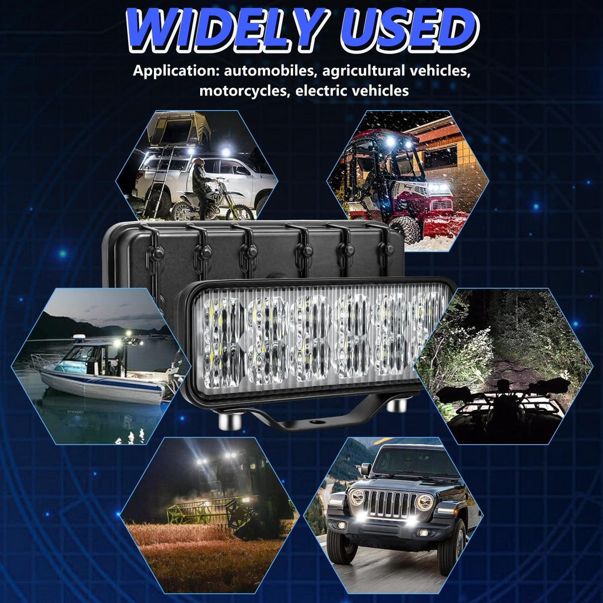 14W 9 - 30V 6 Inch Long Waterproof Car Work Headlight With Wire Set