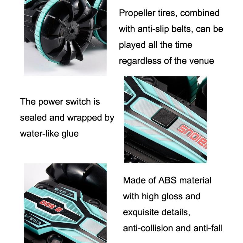 Amphibious Stunt Rc Car - Double-sided Rolling - 2.4g - Electric - Kids' Toy - Red