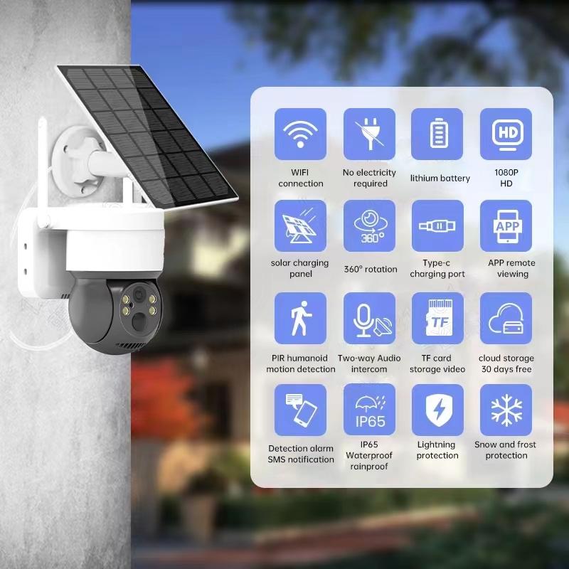 Wireless Solar Camera - 2Mp Hd Ip66 Waterproof - White