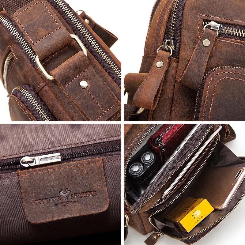 Leather Men Shoulder Bag Mh573 - Khaki