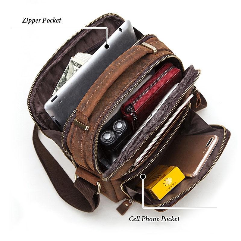 Leather Men Shoulder Bag Mh573 - Khaki
