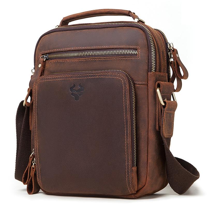 Leather Men Shoulder Bag Mh573 - Khaki