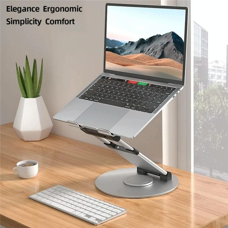 Adjustable 360 Degree Rotating Laptop Stand for 10-17 Inch Devices - Silver