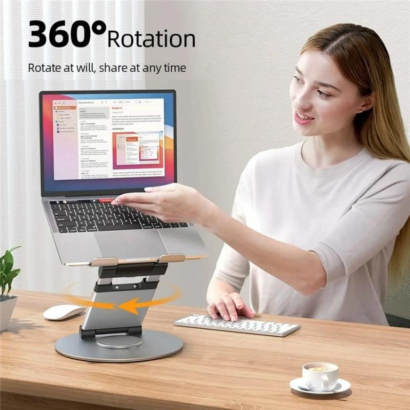 Adjustable 360 Degree Rotating Laptop Stand for 10-17 Inch Devices - Silver