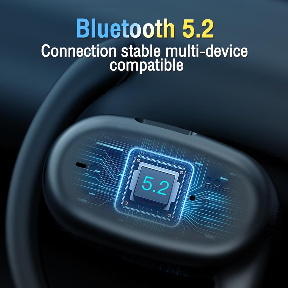 Wireless Single Ear Bluetooth Earphone - Hanging Ear Design - Black