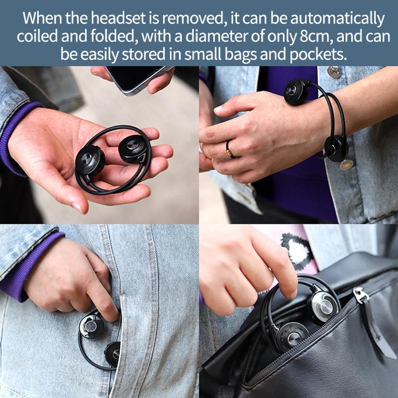 Bone Conduction Bluetooth Earphones with Stereo Vibration Speaker - Black