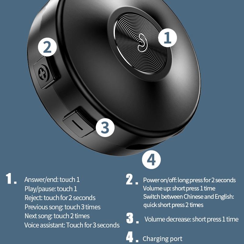 Bone Conduction Bluetooth Earphones with Stereo Vibration Speaker - Black