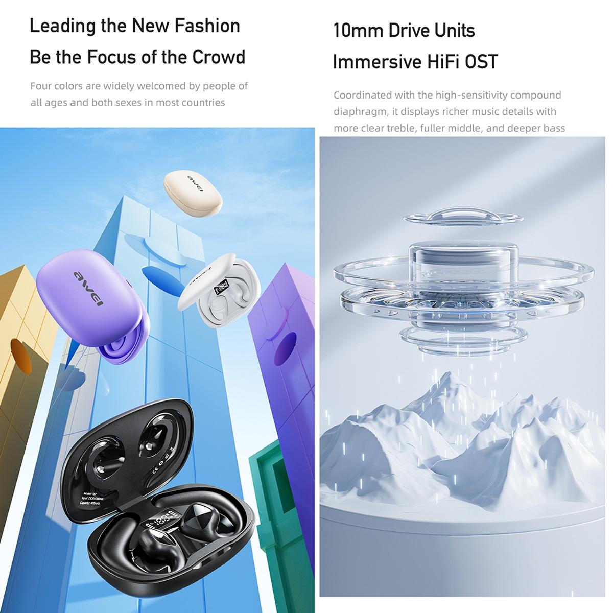 Wireless Tws Bluetooth Earbuds with Air Conduction Technology - Black