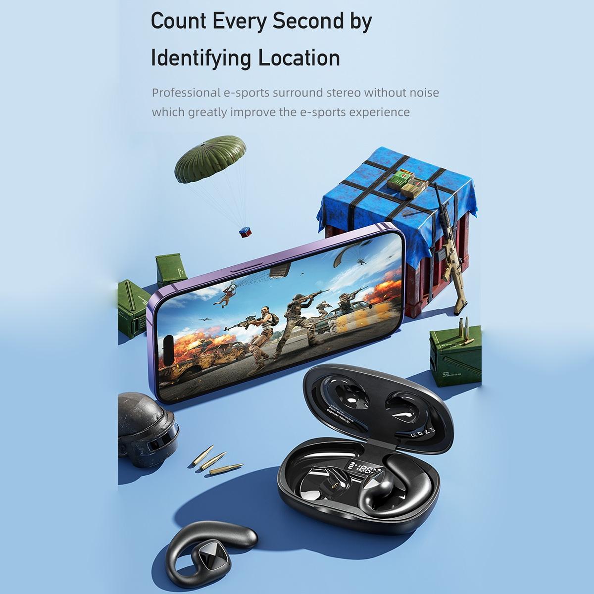 Wireless Tws Bluetooth Earbuds with Air Conduction Technology - Black