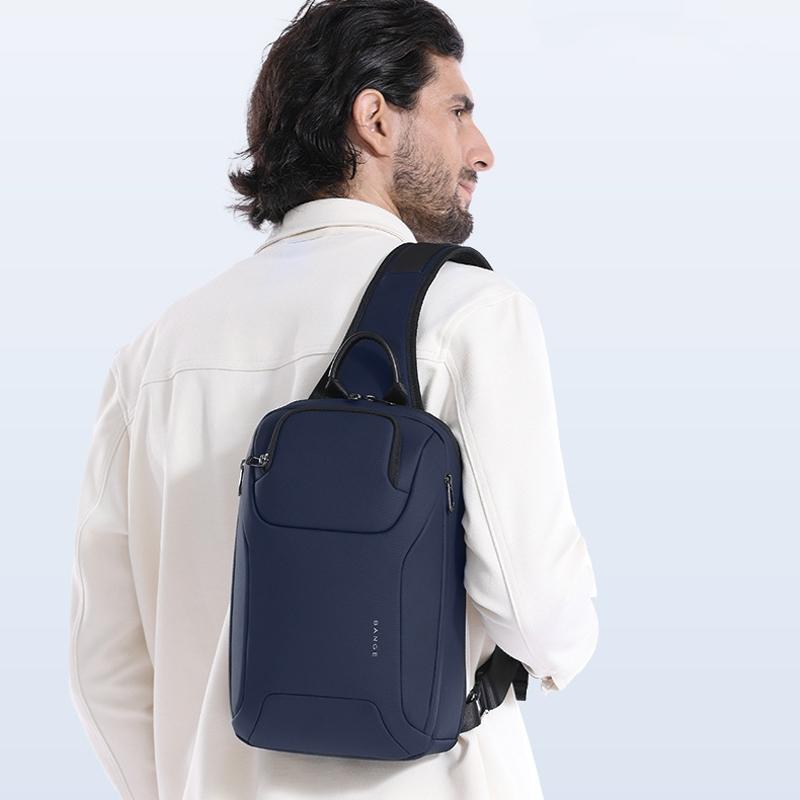 Men Chest Bag Business Shoulder Crossbody Bag - Black
