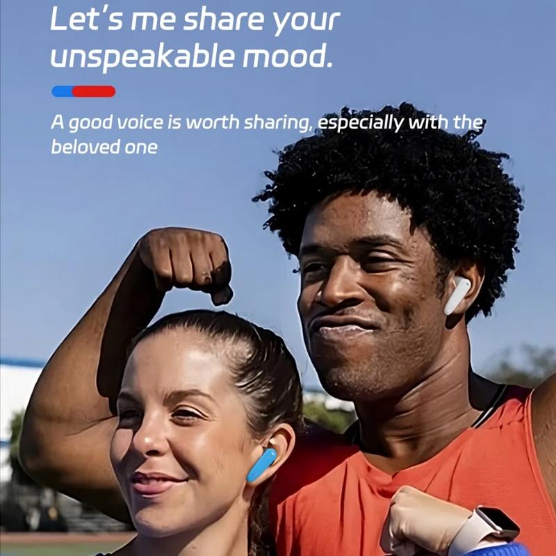 Wireless Noise-cancelling Bluetooth Earbuds - Music Cube - Red Blue