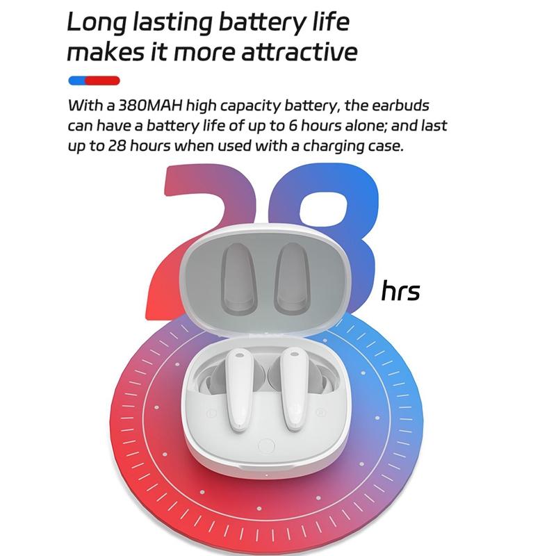 Wireless Noise-cancelling Bluetooth Earbuds - Music Cube - Red Blue