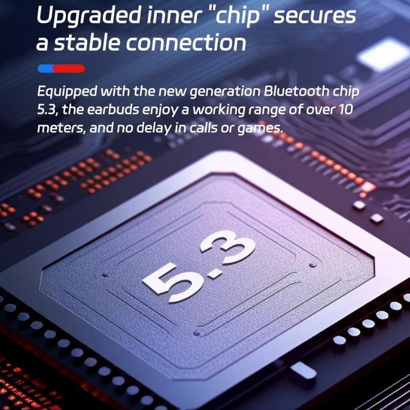 Wireless Noise-cancelling Bluetooth Earbuds - Music Cube - Red Blue