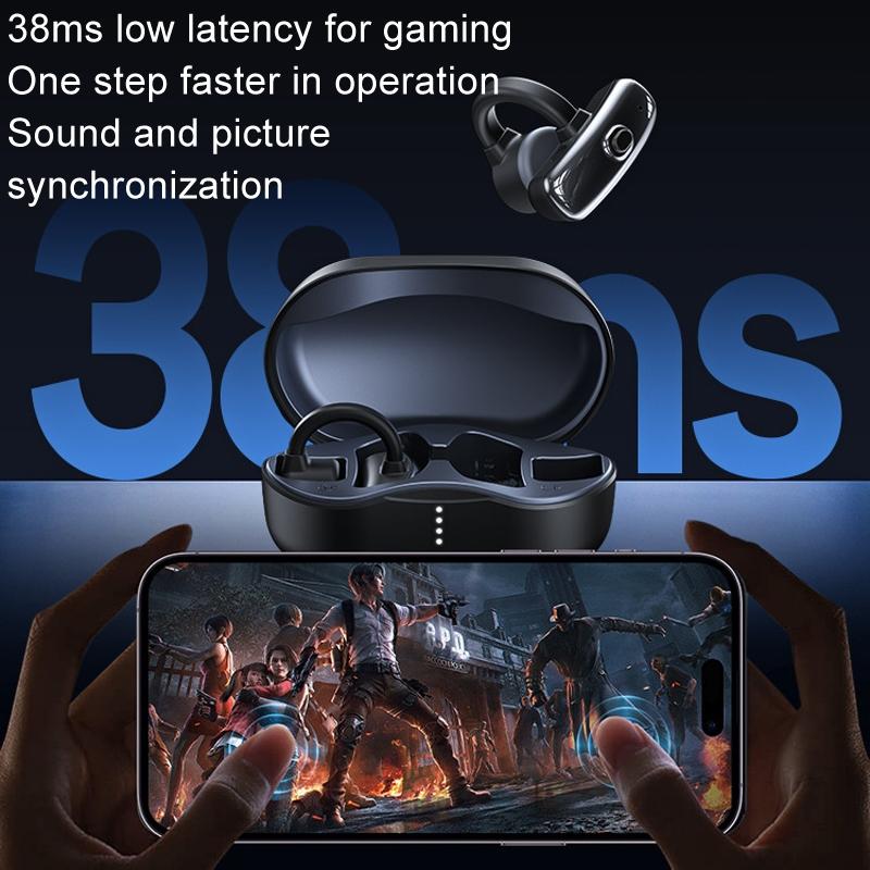 Wireless Bone Conduction Earphones - Openbuds Clip-on for Sports - Black