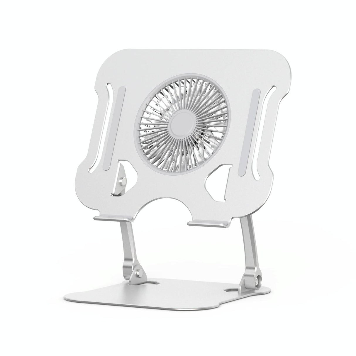 Silver Foldable Laptop Bracket with Fan - Space-saving Design