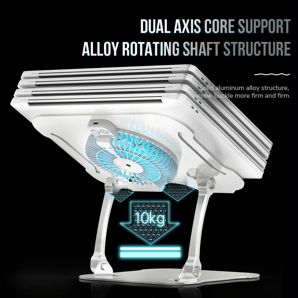 Silver Foldable Laptop Bracket with Fan - Space-saving Design