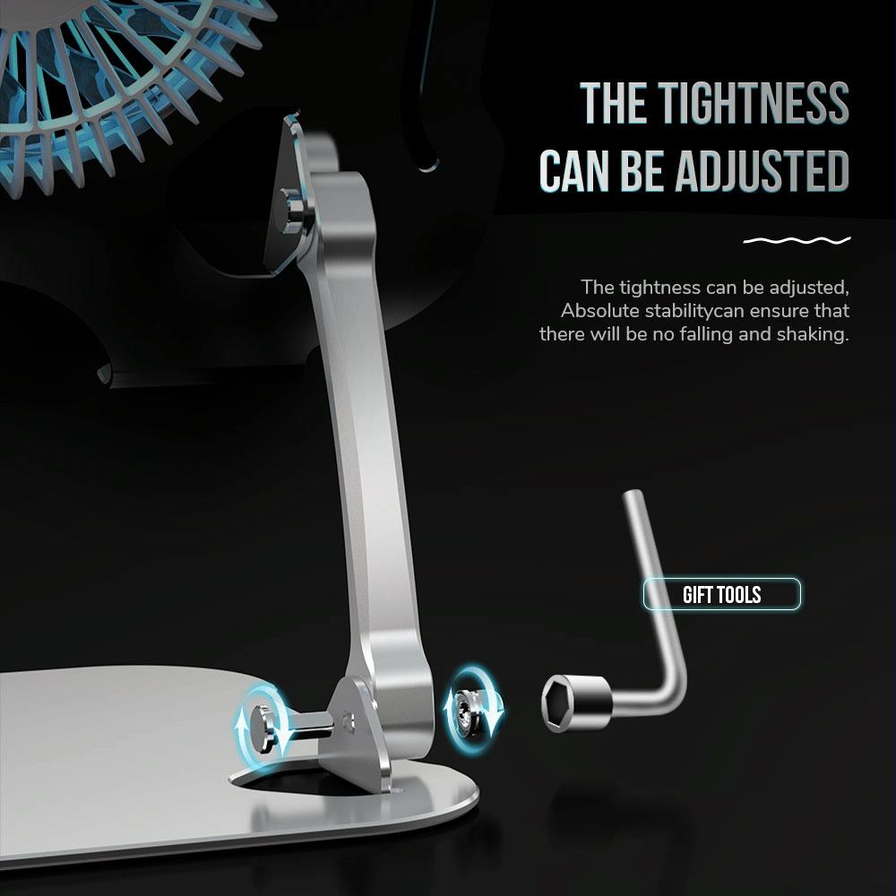 Silver Foldable Laptop Bracket with Fan - Space-saving Design