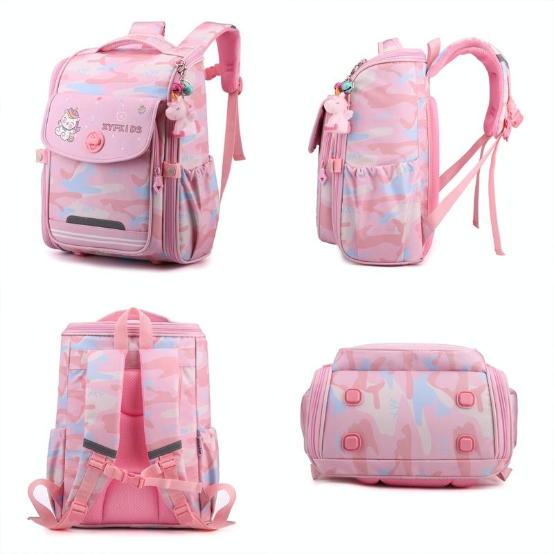 Double School Backpack for Girls - Pink