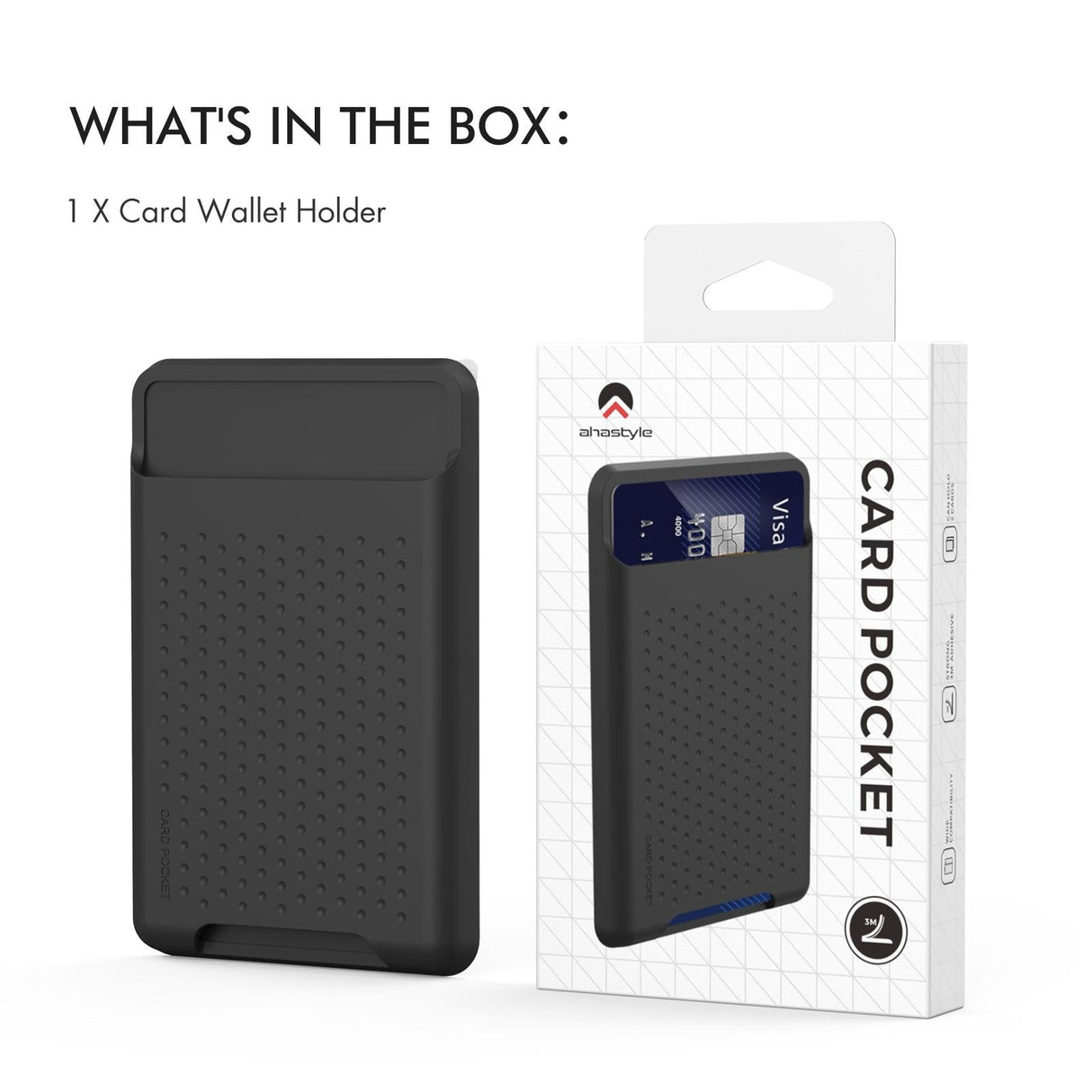 Universal Adhesive Silicone Card Case For Mobile Phones - Black
