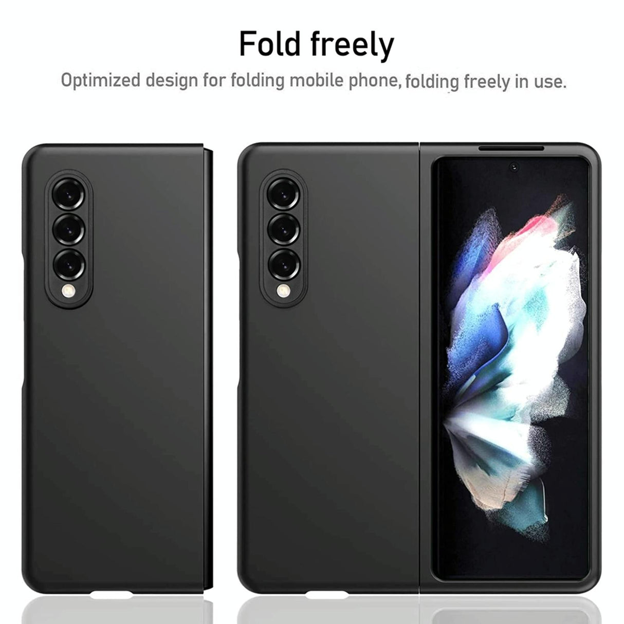 For Samsung Galaxy Z Fold4 5G Foldable Metal-Look Phone Case - Black