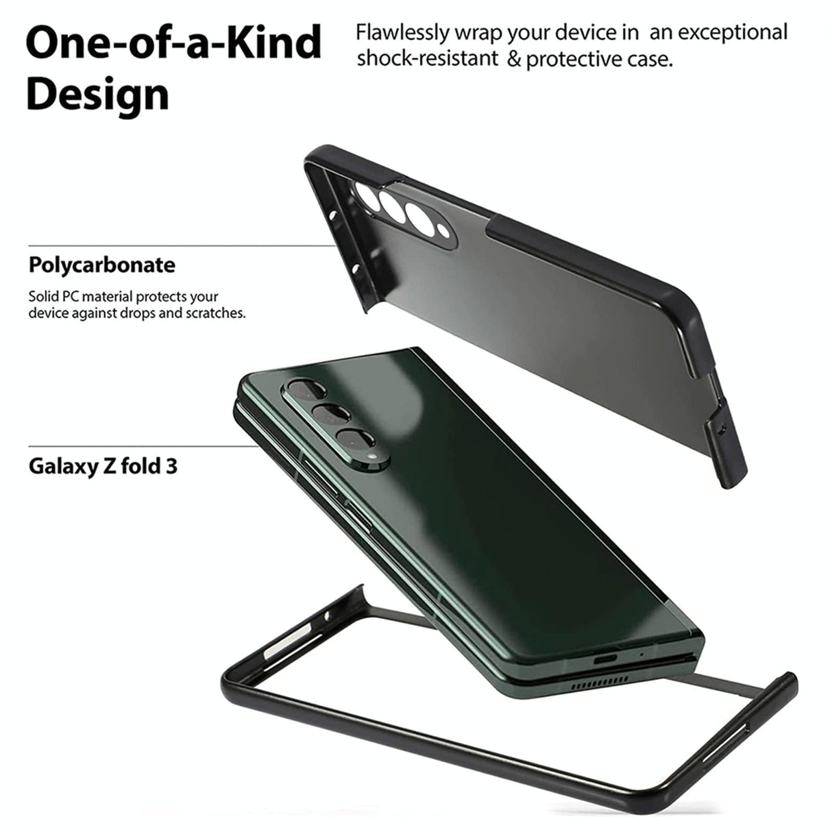 For Samsung Galaxy Z Fold4 5G Foldable Metal-Look Phone Case - Black