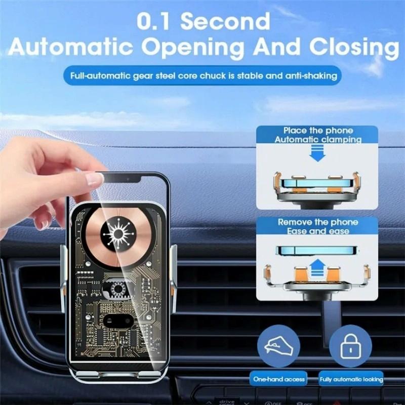 15w Fast Wireless Charger with Infrared Sensor for C10 Car Navigation - Transparent Stand - Gray